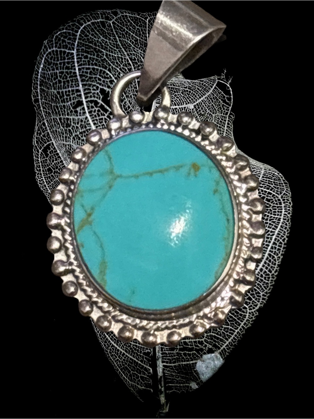 Sterling Silver Turquoise Oval Pendant - Blue Stone
